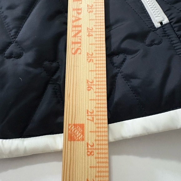 Daily Sports Navy Diamond/Heart Quilted Jacket with White Trim, Back Cinch Belt - Picture 13 of 16